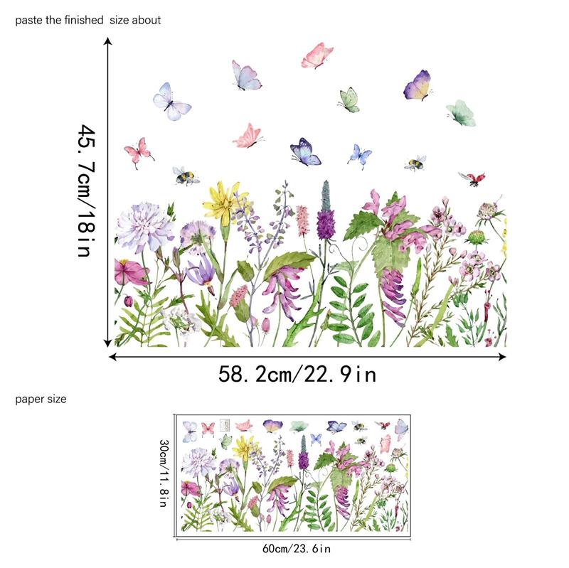Blomster Sommerfugl Vindusklistremerke Dobbeltsidig Trykt Elektrostatisk Vakkert Våren Kommer Stil Soverom Glassdekorasjon Hjemmedekor