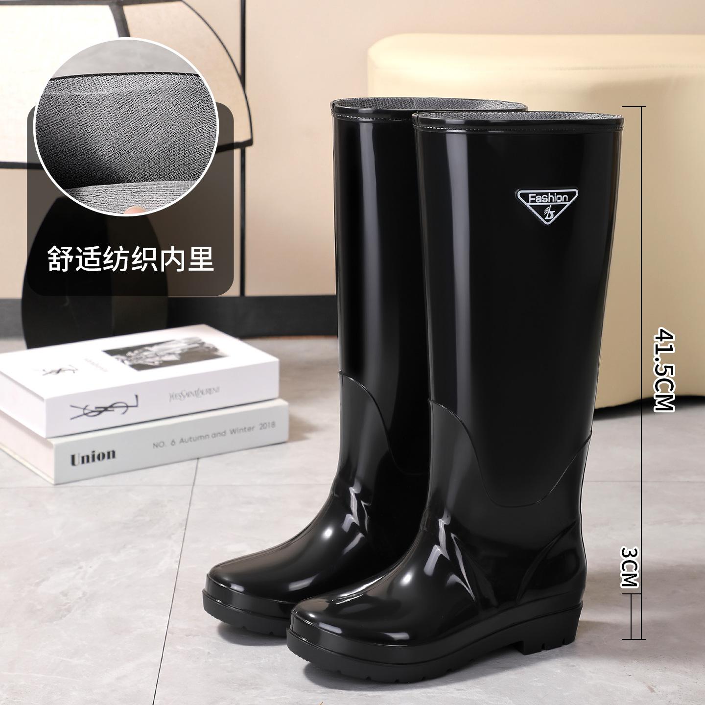 

High rain shoes water shoes women s rain boots fleece thickened soles adult fashion outer wear waterproof outdoor rainforest hiking water boots 42