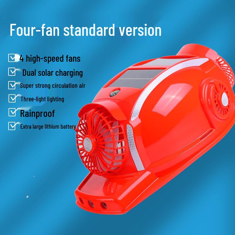 Six-Fan Multifunctional Cooling Hat with Solar Bluetooth Headlamp