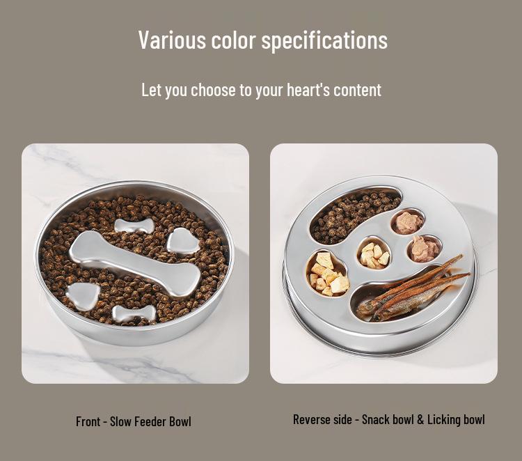 Stainless Steel Non-Slip Slow Feeder Bowl for Small Dogs and Cats