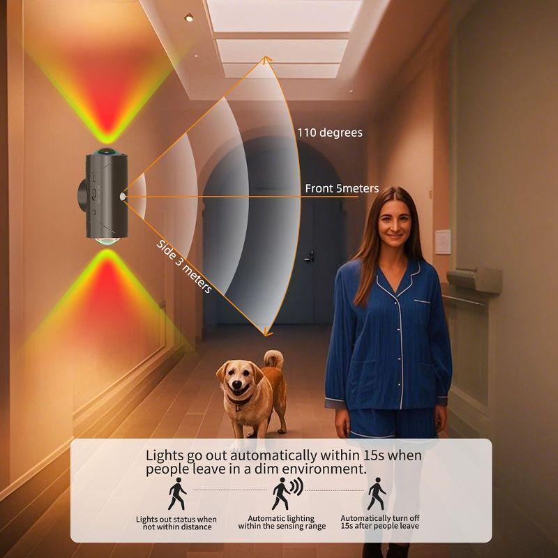 Luz Nocturna LED con Sensor de Movimiento Cambio de Color RGB Recargable por USB Inalámbrica Lámpara de Pared para Dormitorio Escaleras Pasillo Jardín Lámpara de Escalón Magnética