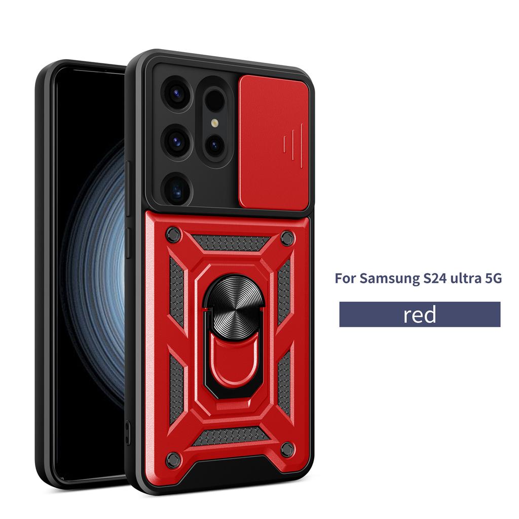 Armor Schokbestendige Hoes Voor Samsung Galaxy S24 UITRA Auto Magnetische Houder Ring Stand Camera Beschermer Galaxy S24 UItra Cover
