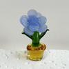 Mini Glass Rose Flower with Pot Colorful Rose Flower Ornaments Collectible Hand Blown Faux Crystal Flower Figurine for Mother's Day Birthday Table