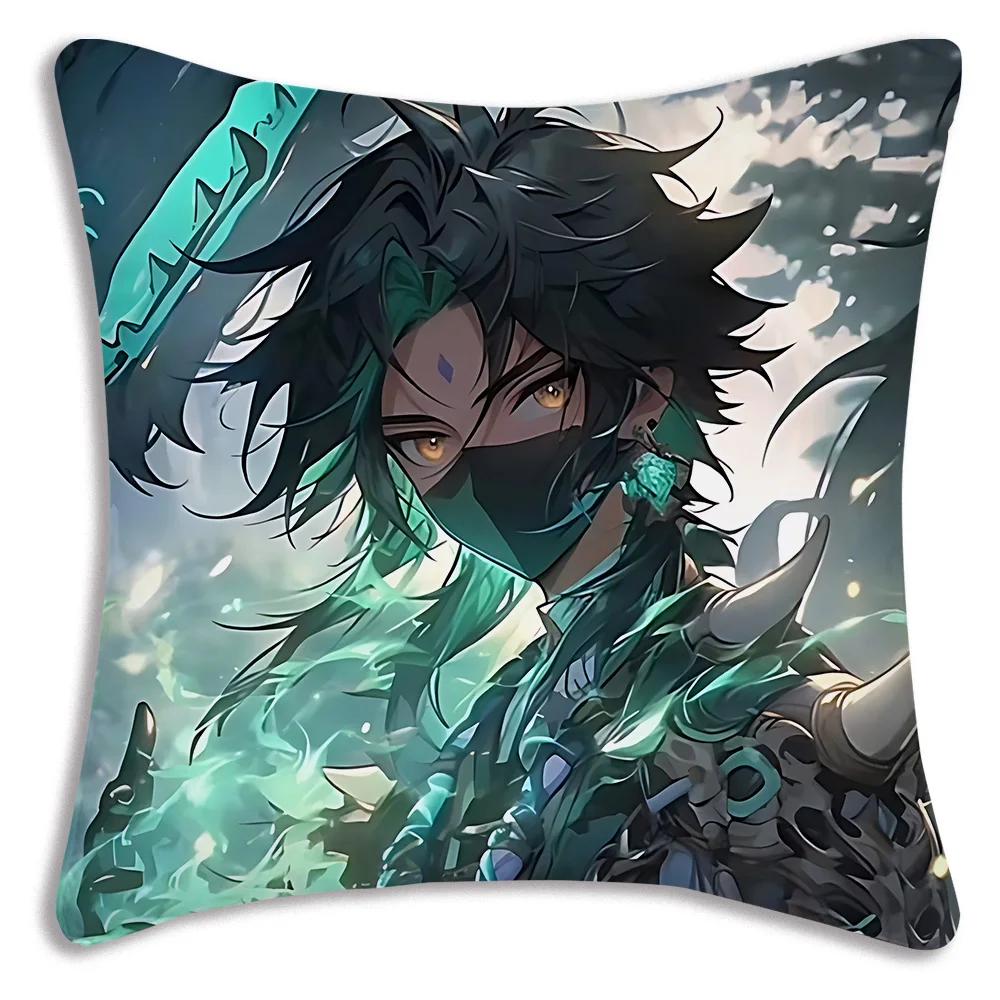 Наволочки Мультяшные Genshin Impact Декоративные для Дивана Домашние Аниме Мультяшная Печать Милая Наволочка 40cmx40cm