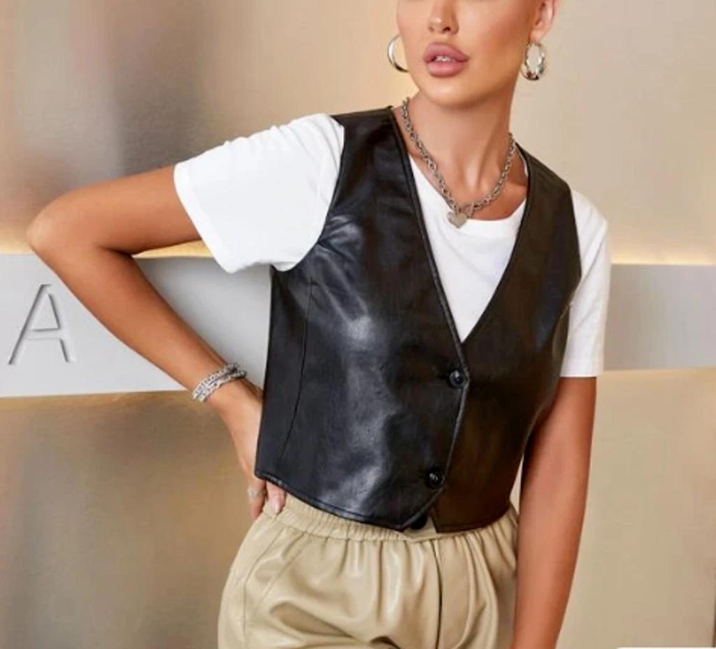 Handmade Vest Coat Lambskin Leather Black Biker Stylish Women Western Fancy Waist Coat