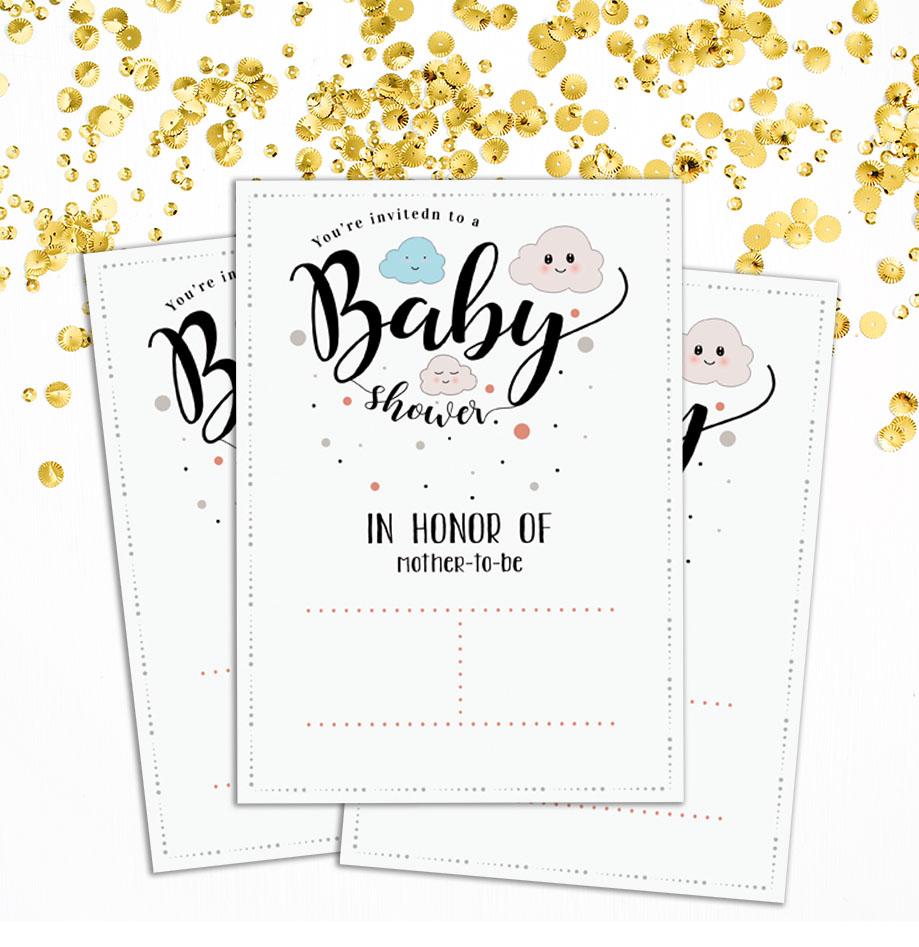 Darling Souvenir Einladungskarte für Babyparty, druckbar, zum Ausfüllen oder Beschreiben, blanko, Einladungen, Partyzubehör, 28 Stück