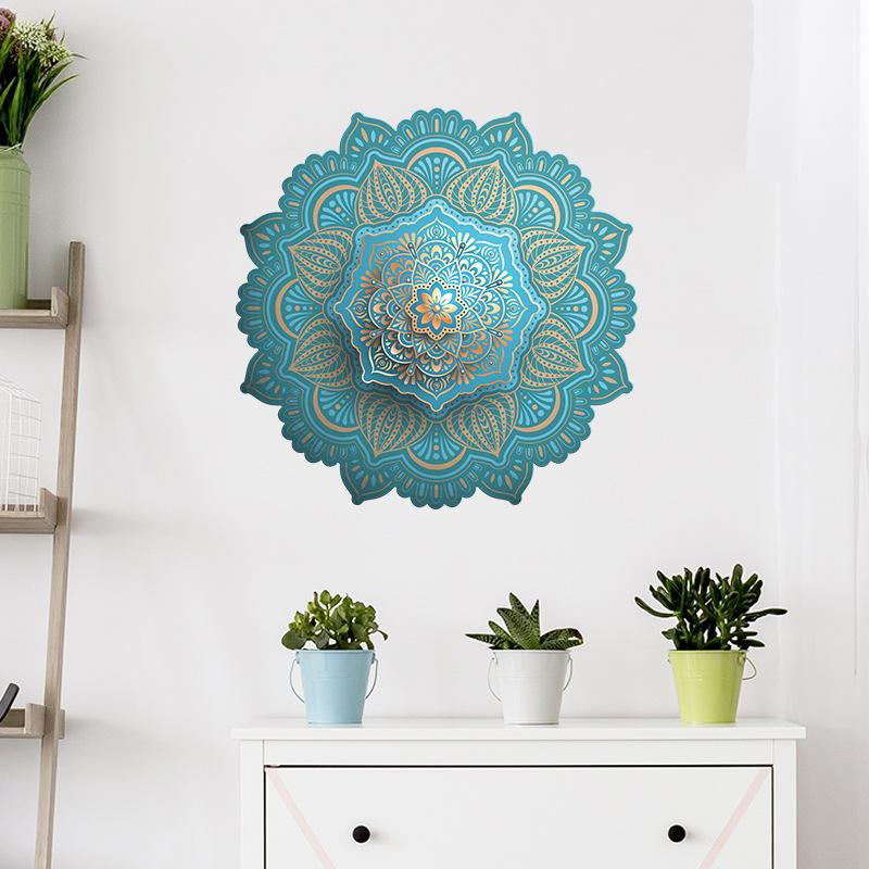 Green Mandala Wall Stickers, Arabic Pattern Festive PVC Decals for Middle East Home Wall Decor, Removable