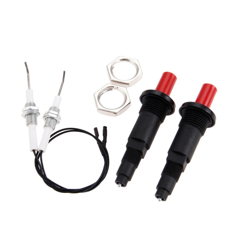 A25F-2 Set Push Button Piezo Igniter W/Threaded Electrode Ignition Plug For Fireplace/Oven/Heater/Kitchen