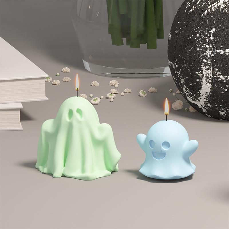 3D Cartoon Funny Ghost Silicone Candle Mold,Halloween Ghost Pumpkin Decor Making Mold,Diy Epoxy Resin Plaster Craft Casting Mold