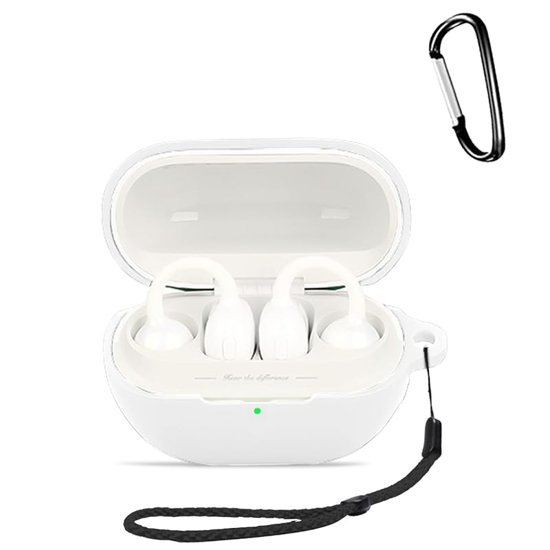 

For SOUNDPEATS UU earphones for case Silicone protective case [HUKWIMO] with carabiner + strap visible led light Wireless charging compatible Full