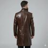 Trench da Uomo alla Moda Marrone Fatto a Mano in Pelle di Agnello Vestibilità Casual