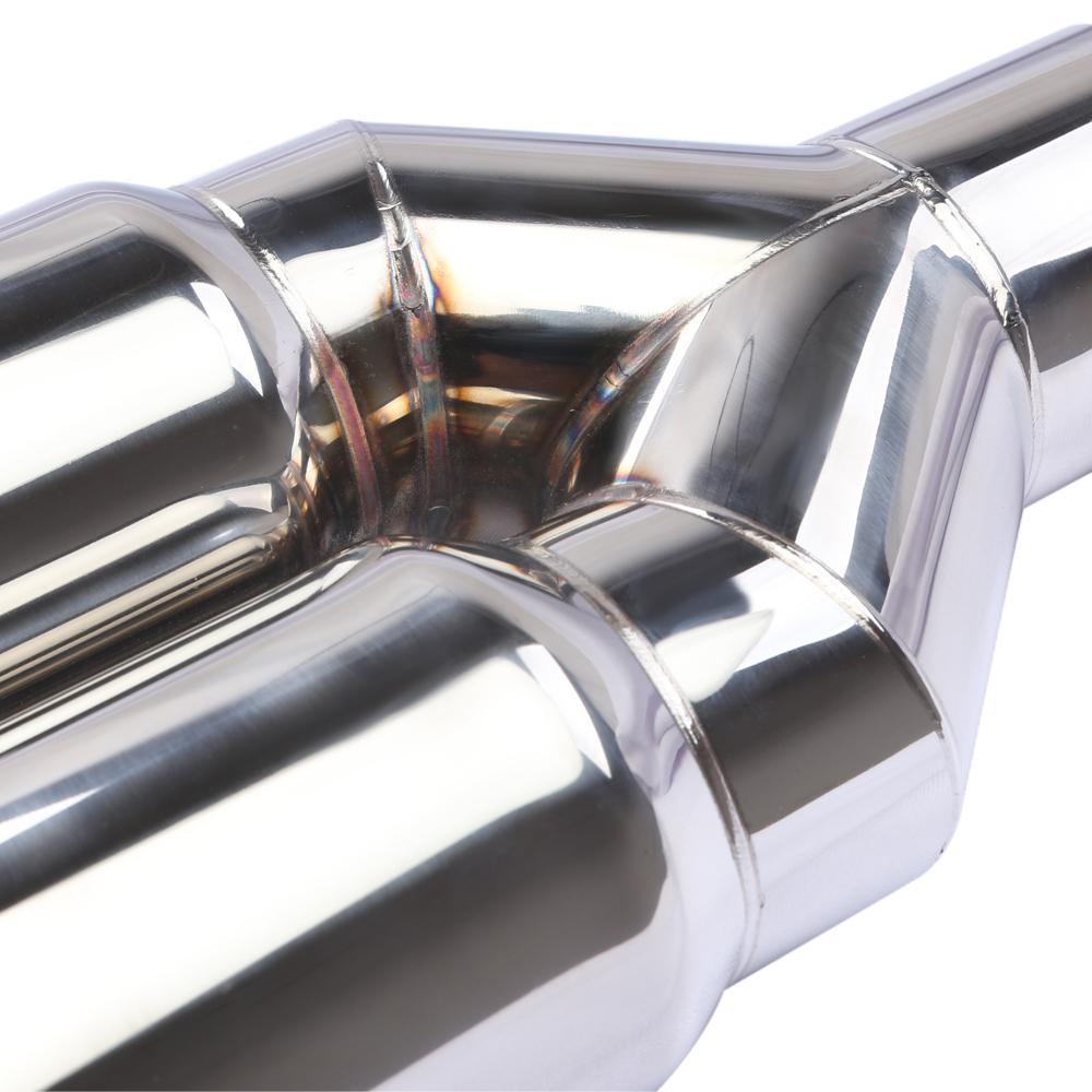 Universal 63mm Inlet 76mm Outlet Double Cylinder Stainless Steel Exhaust Tailpipe Muffler For Car Exhaust System Replacement