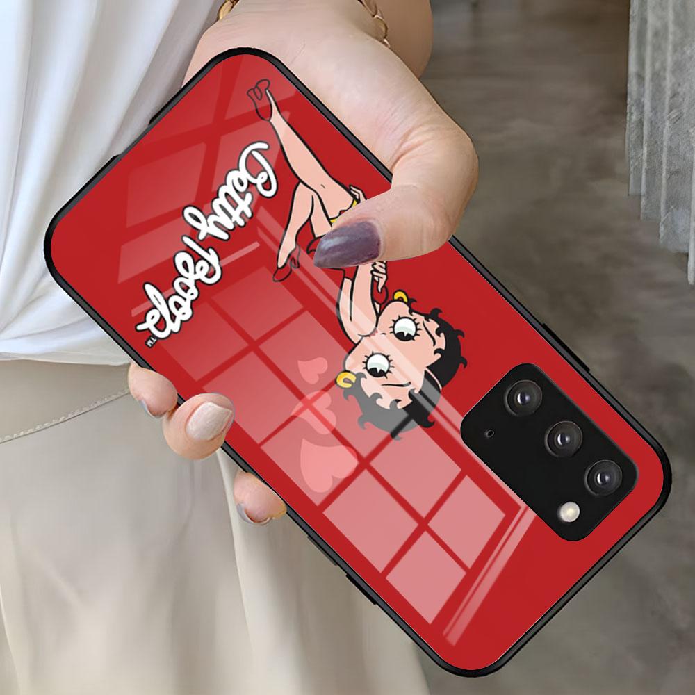 

Cute Girls B-Bettys Boops Phone Case For Samsung S25 S24 FE S23 S22 S21 Plus S20 Ultra Note20Ultra Black Glass Cover Samsung S20