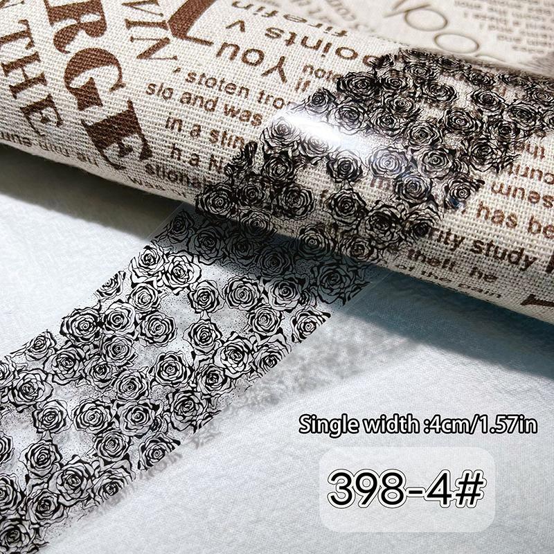 1/10 Rotolo Elegante Bianco Nero Pizzo Fiore Unghie Foil da Trasferimento Fantasia Retrò Floreale Cielo Stellato Carta Adesiva Manicure Accessori