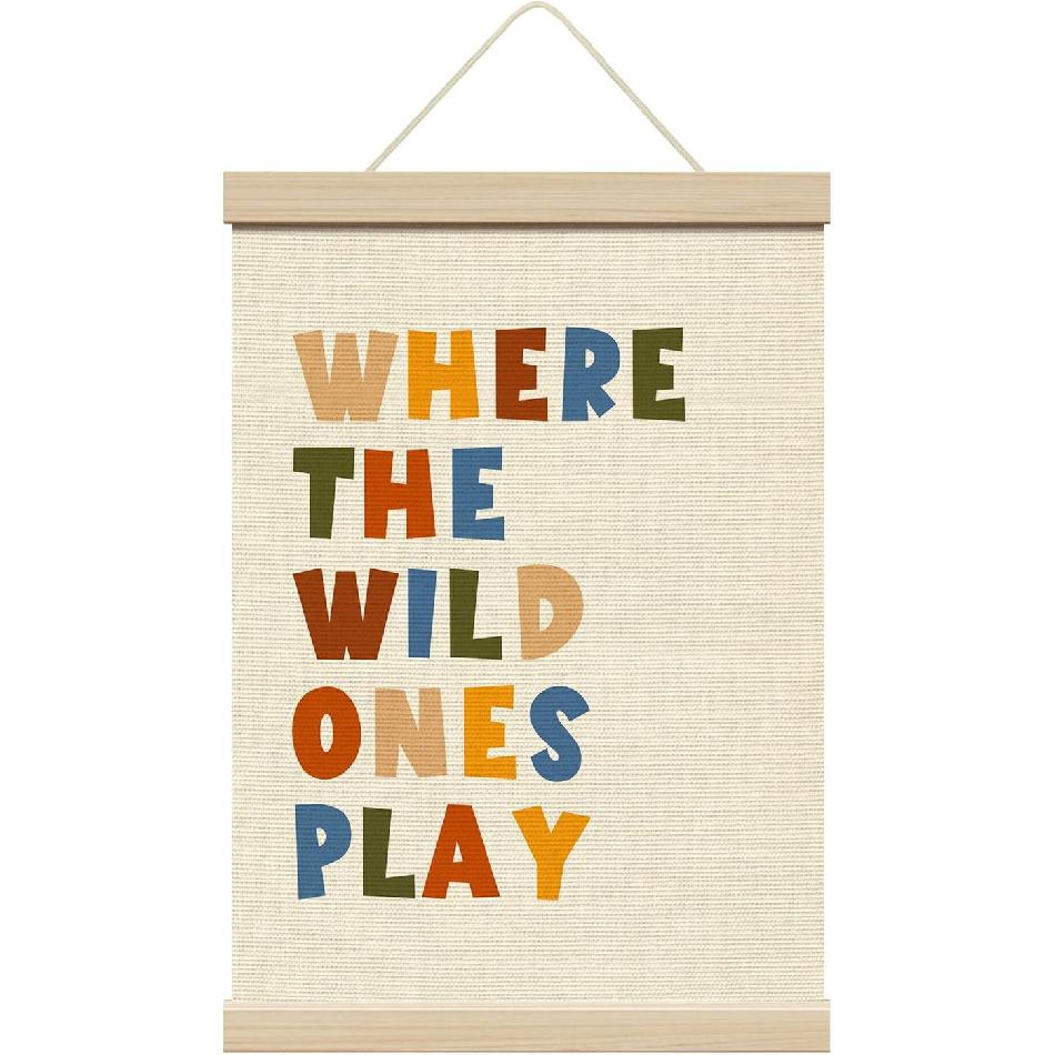 ZEDEV Dinosaur Wall Decor, Poster Hanger with Wood Frames 12x16 Inches, Dino Educational Canvas Wall Art, Artwork Hanging Kit for Boy Toddler Room