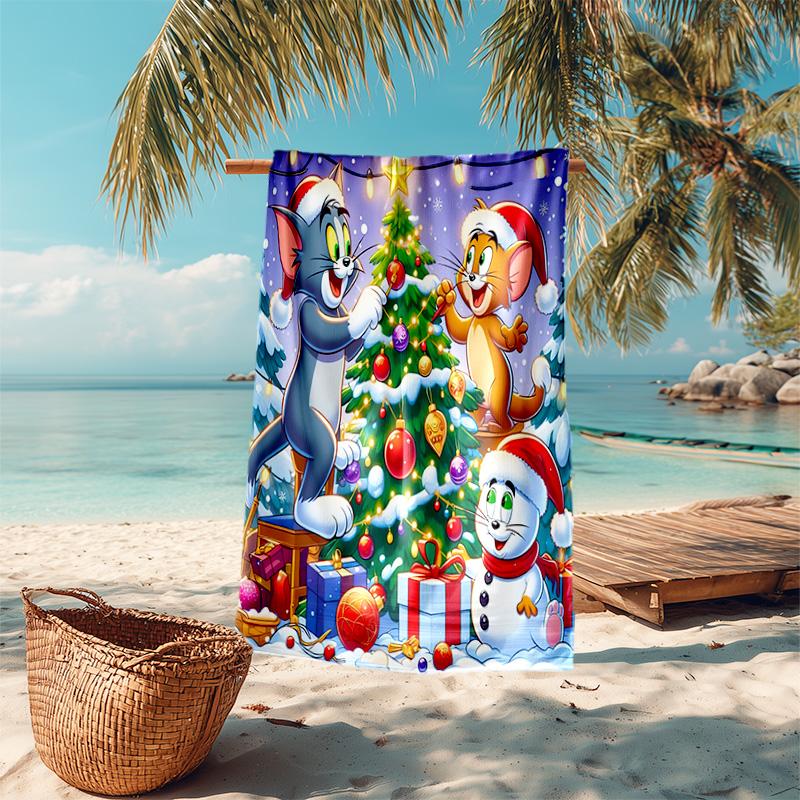 Tom Jerry Cartoon Soft Beach Towel Outdoor Vacation Beach Towel Outdoor Absorbent Bath Towel Blanket Beach Towel Soft Portable For Travel Seaside