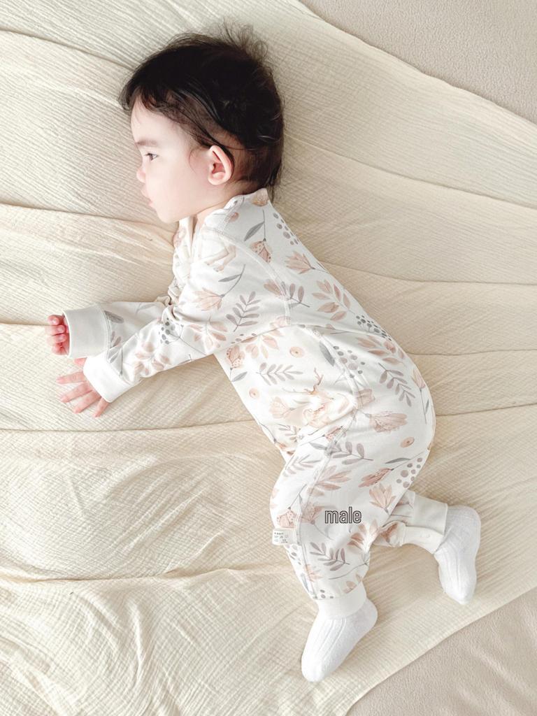 Double-Layer Pure Cotton Baby Romper: Breathable, Boneless, Close-Fitting, Warm Newborn Crawling Clothes.