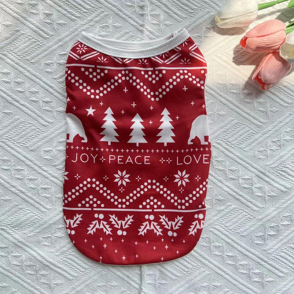 Summer Christmas Vest Pet Dog Dog Cat Thin Breathable Teddy Bigbear Small Dog Pet Clothing