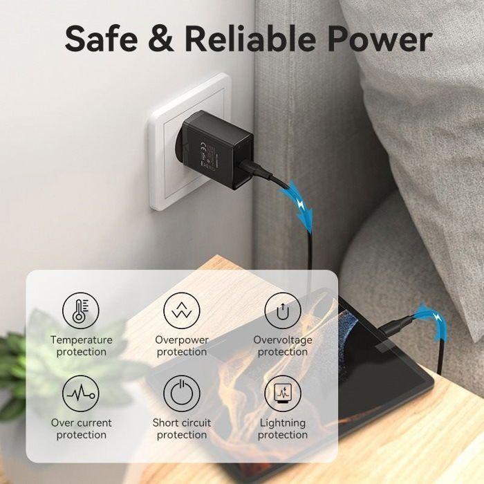 Chargeur Mural USB-C - VENTION - 25W - Charge Rapide - Câble 1,5m - Protection Surtensions