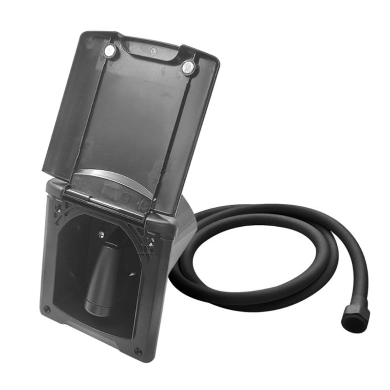 Campers Yacht Shower Box With Magnetic Cover And 180 Degree Opening Flip Lid Water Inlet Adapter With Water Pipe