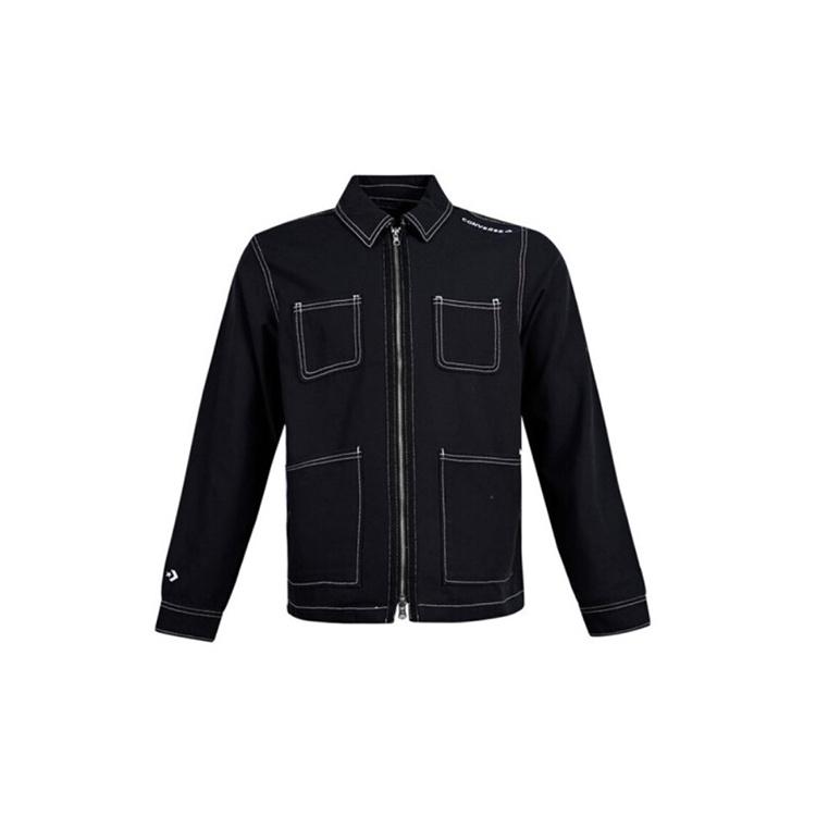 Men s Converse Pocket Woven Long Sleeves Jacket Black 10020896-A01 L