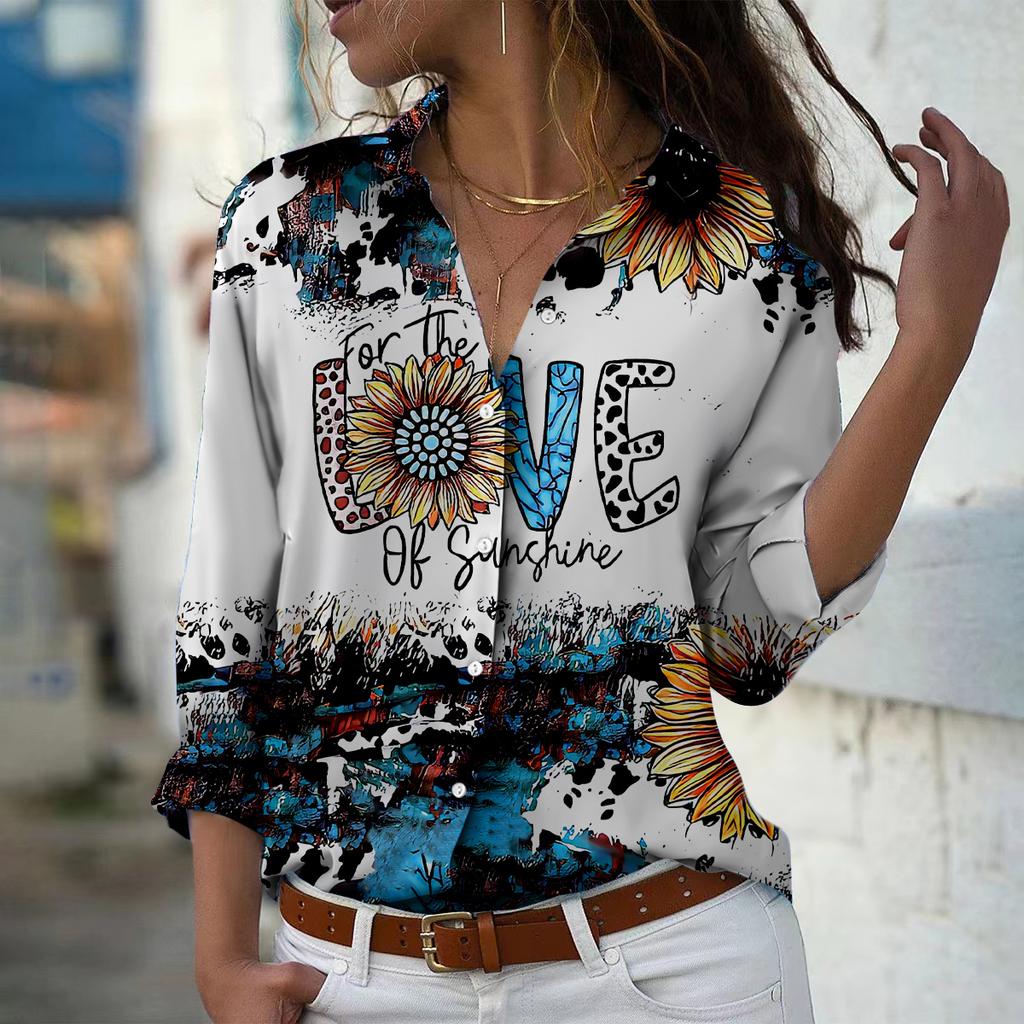 Speckle Print Women Blouse Spring Autumn Femme Office Lady Button Up Turn Down Collar Shirts