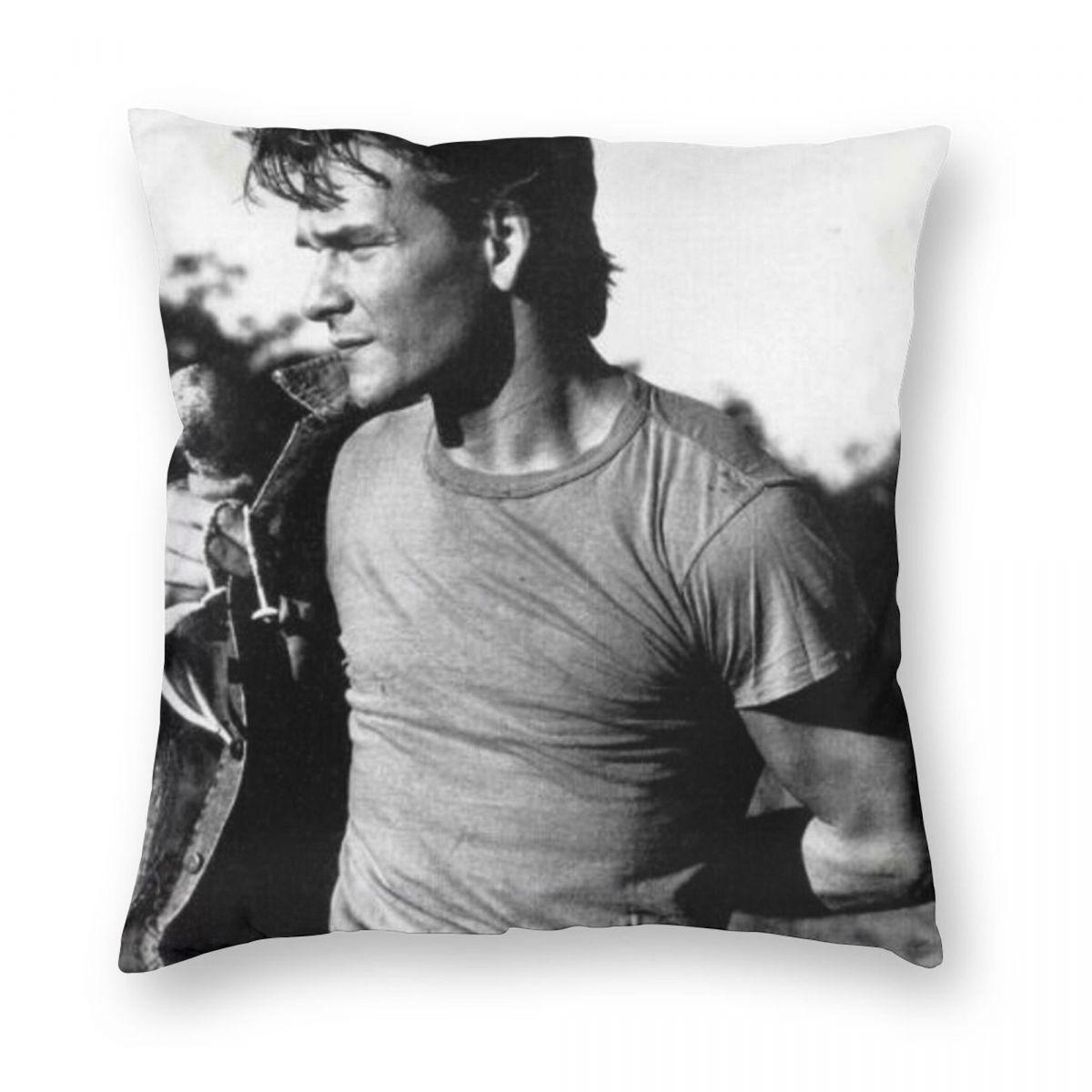 Patrick Swayze Dirty Dancing Quadratisches Kissenbezug Polyester Leinen Samt Kreativ Reißverschluss Dekorative Kissenhülle Sofakissenbezug Peach skin 18*18(CM)-1Pcs gray