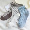 Women's Mesh Sheer Socks Heart Print Ruffle Ankle Socks Summer Ultra Thin