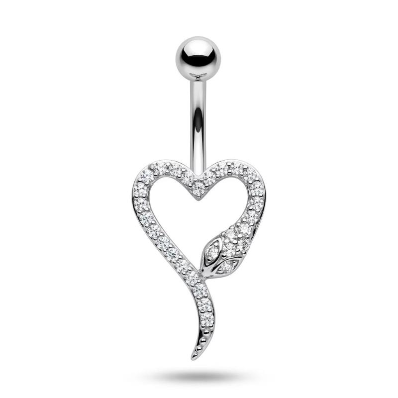 Crystal Dangling Heart Zircon Stainless Steel Navel Belly Button Piercing Jewelry For Women