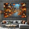 1 Halloween Street Scene Tapestry Background  Suitable for Decorating Living Rooms  Bedrooms  Offices  Homes  Rooms  and Parties