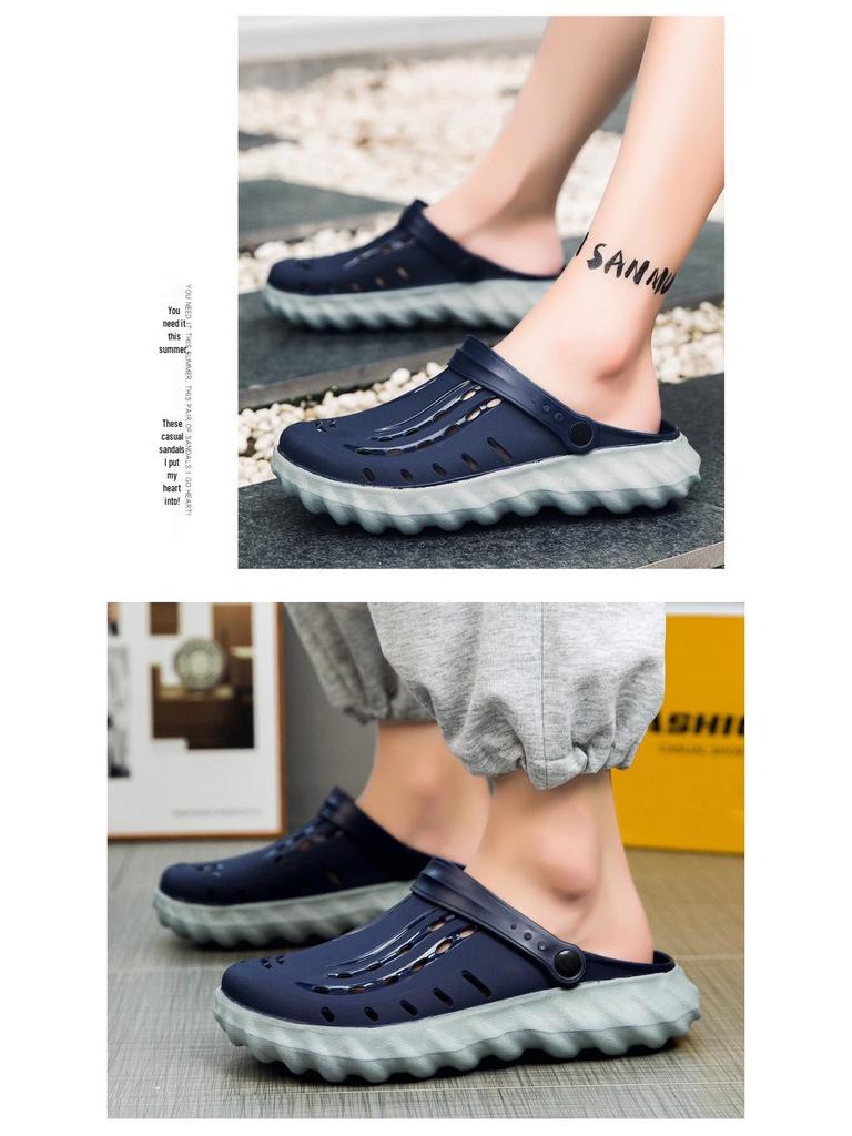 Men's 2024 Thick-Soled Clog Sandals, Baotou Trendy Jelly Beach & Garden Shoes, EVA Outdoor Slippers