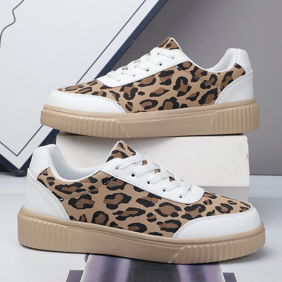 

Women s Sneakers Leopard Print Casual Shoes Fashion Outdoor Vulcanized Shoes Canvas Running Shoe Lace-up Platform Women Shoes 44 білий