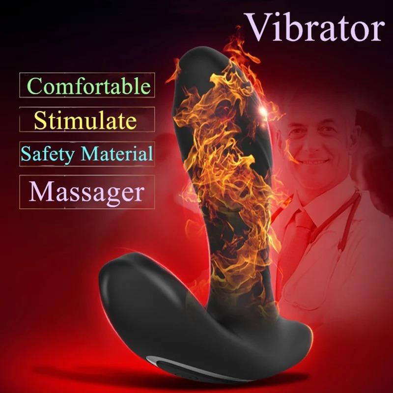Man 7 Speeds Vibrating Wireless Heating Prostate Massager Anal Sex Toy Waterproof Remote Anal Silicone Vibrator Male Dildo