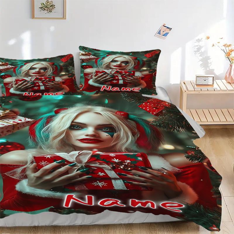Custom Textile Harley Quinn Bedding 3 Piece Set HD Print Duvet Cover Pillowcases for Teens Adult Bedroom Decoration