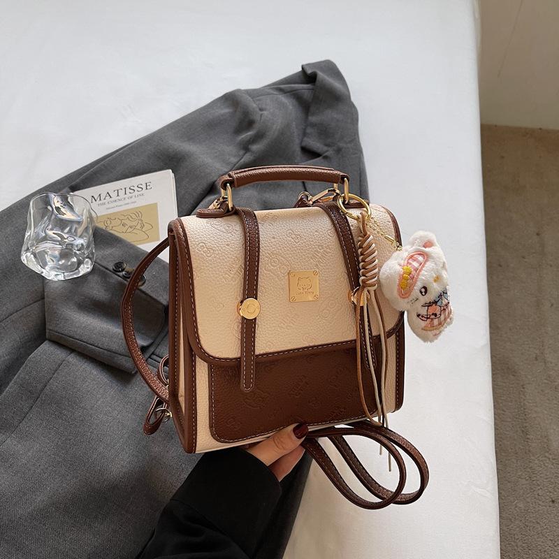 Schoolbag1011 New Korean Version Ins Retro Backpack Bag Women's Niche Fashion Textured Shoulder Bag Commuter Casual Backpack