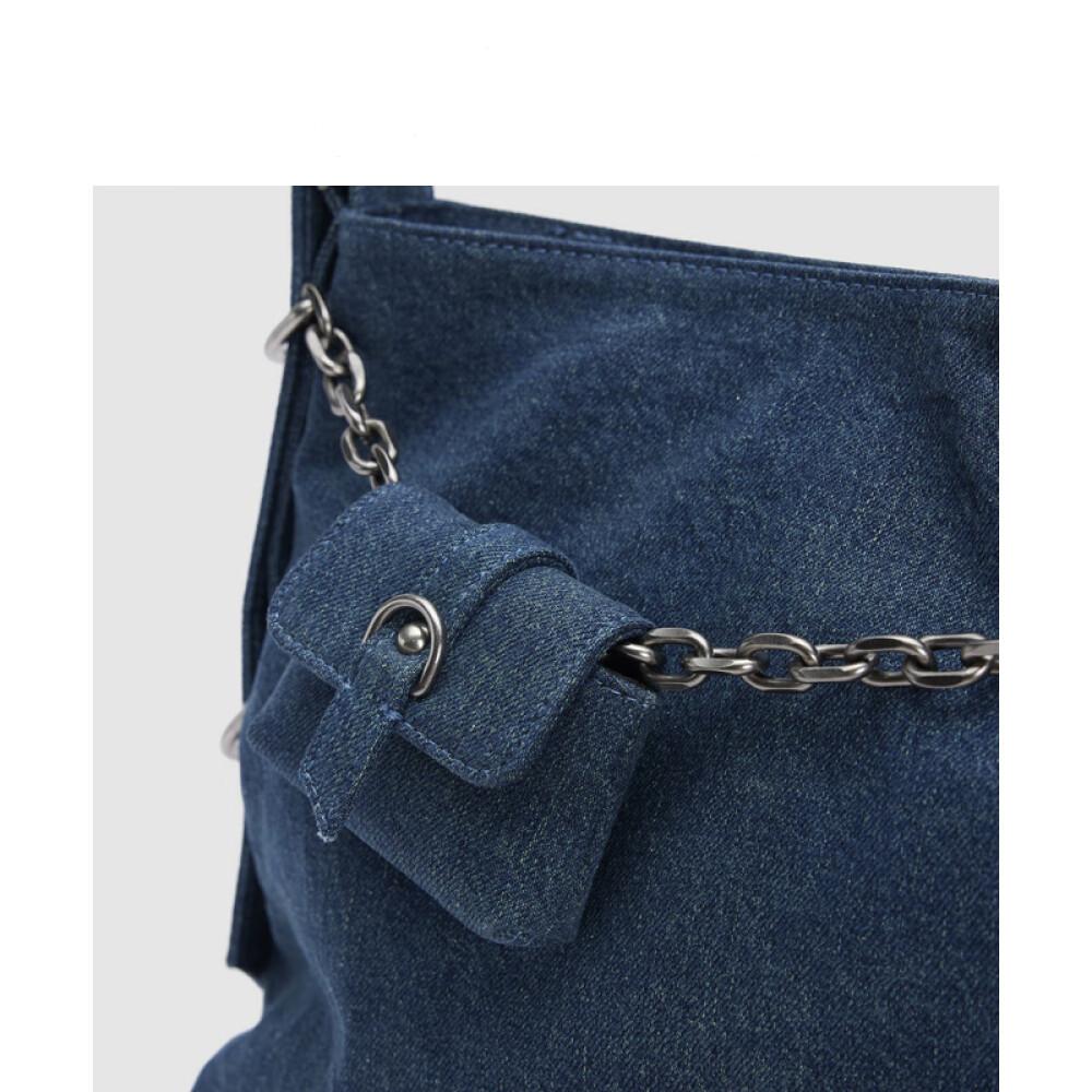 Новая женская модная сумка через плечо большой вместимости в уличном стиле серо-синего — фото 4