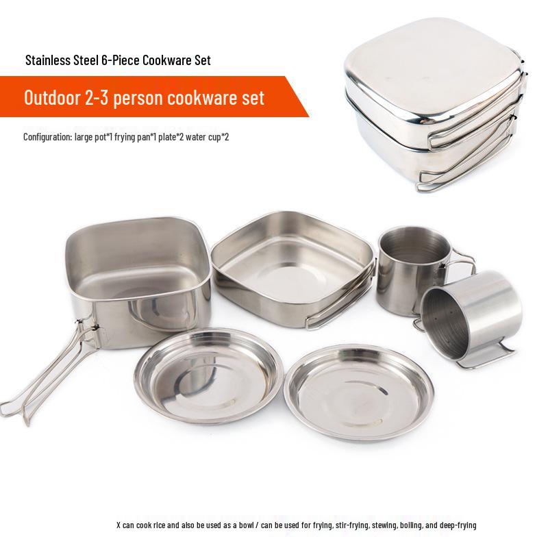 4-Piece 304 Stainless Steel Outdoor Camping & Travel Set: Foldable Cups & Bowls.