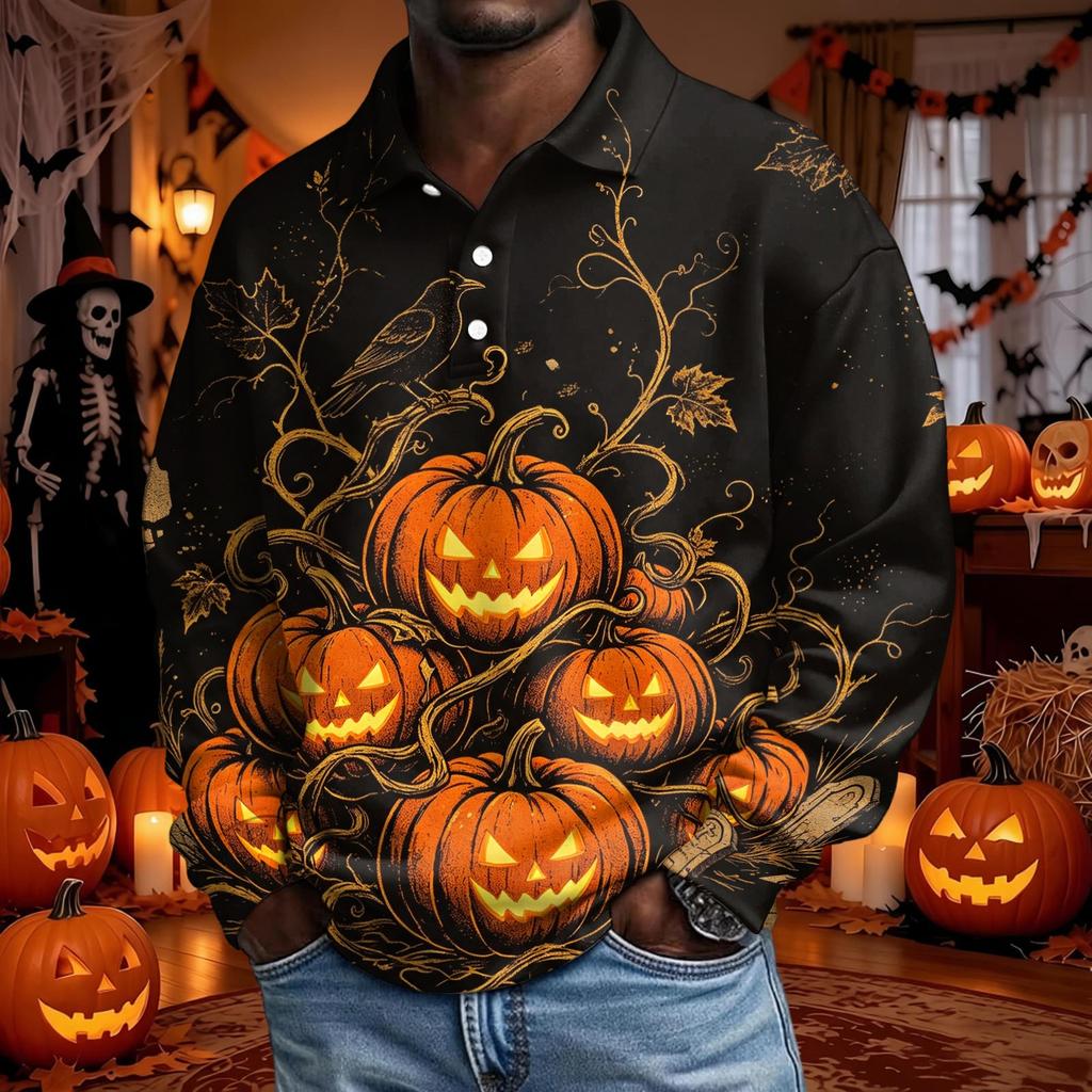 Cămașă cu nasturi și mânecă lungă pentru bărbați de Halloween