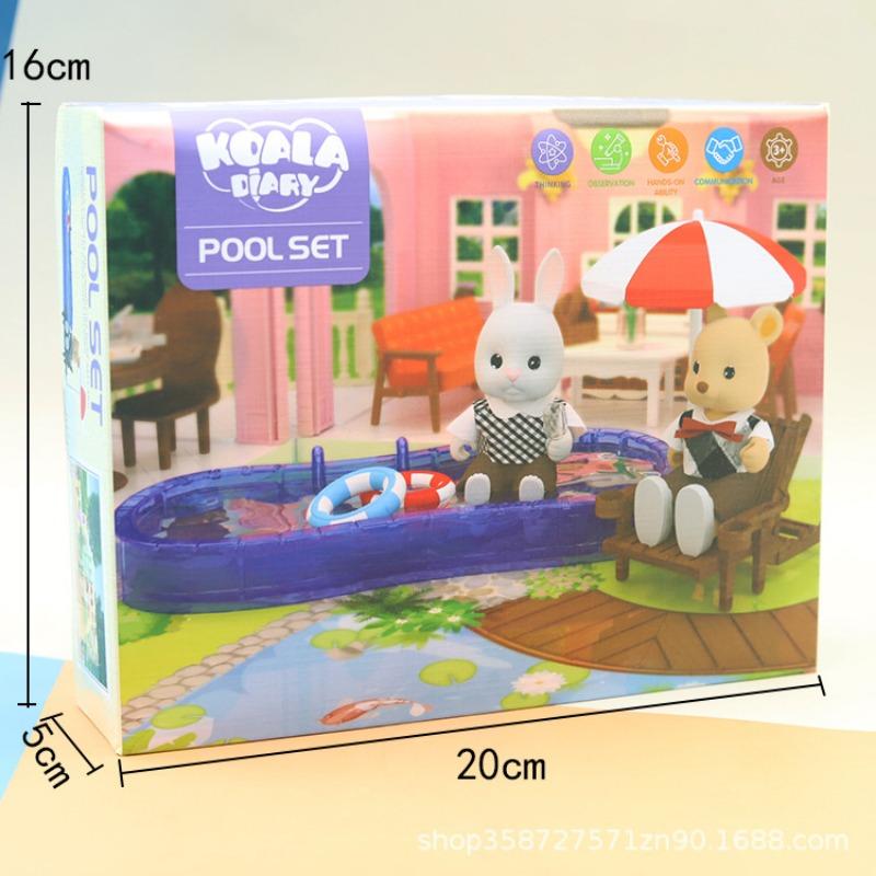 Puppenhaus Mini-Schwimmbad, Miniatur-Strandkorb-Set, Dekorationen, Sommer, Puppenhaus-Zubehör, Mini-Puppenhaus-Möbel, Spielzeug, Geschenk für Kinder