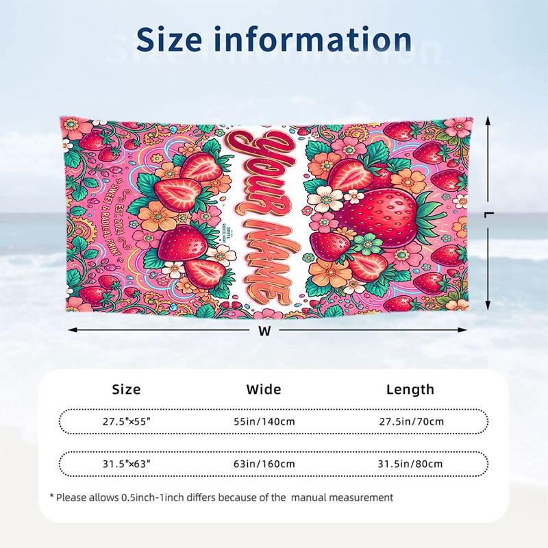 Floral Garden Theme Beach Towel Personalized Custom Name & Text Soft Quick Dry Beach Towel for Swimming Travel