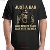 Just A Dad Who Always Came Back With The Milk Vintage Adult S 4xl T Shirt Vintage Washed Stretched Versatile Unisex