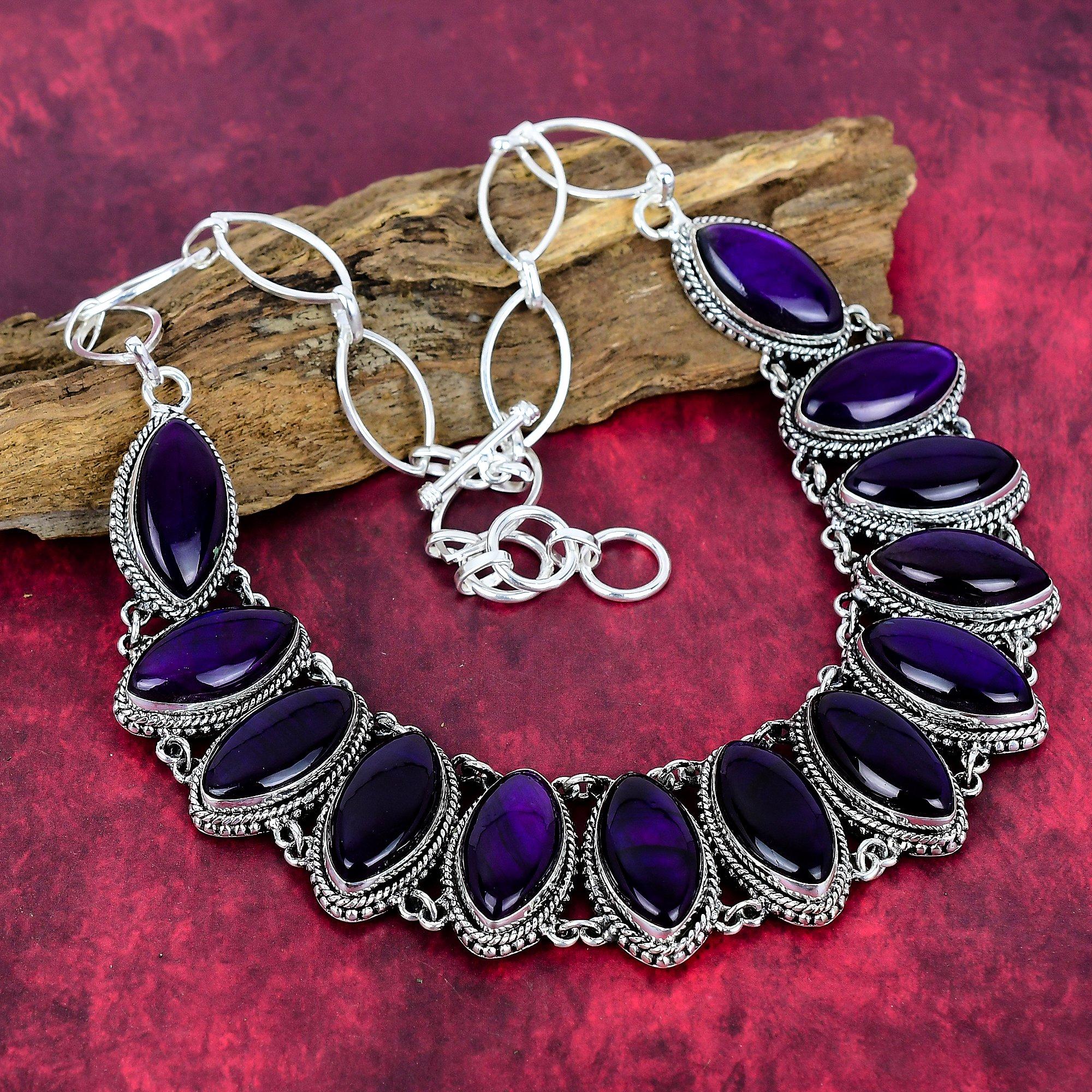 

Ожерелье из чистого серебра 925 пробы с фиолетовым лабрадором, с регулируемой цепочкой, ювелирные изделия из драгоценных камней ручной работы, ожерелье ко Дню памяти