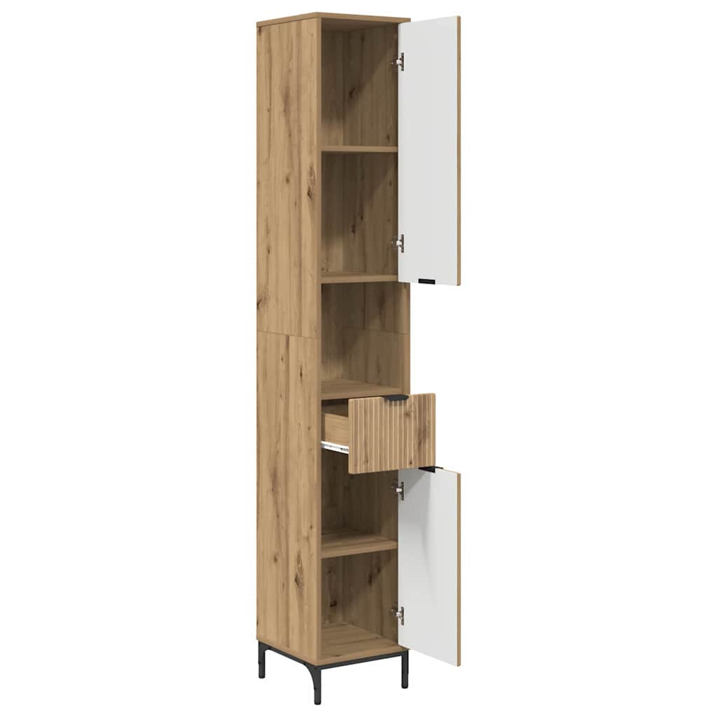 Bathroom Cabinet with Storage Artisan Oak Finish 31.5 X 33 X 190 Cm