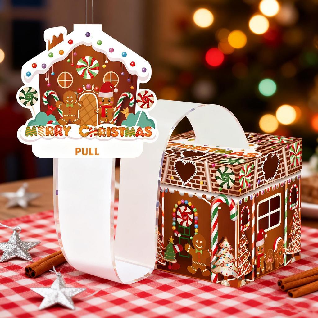 Christmas Money Box For Cash Gingerbread Man Festive Party Favors Money Pull Box For Cash For Family Friends Kids Adults Men
