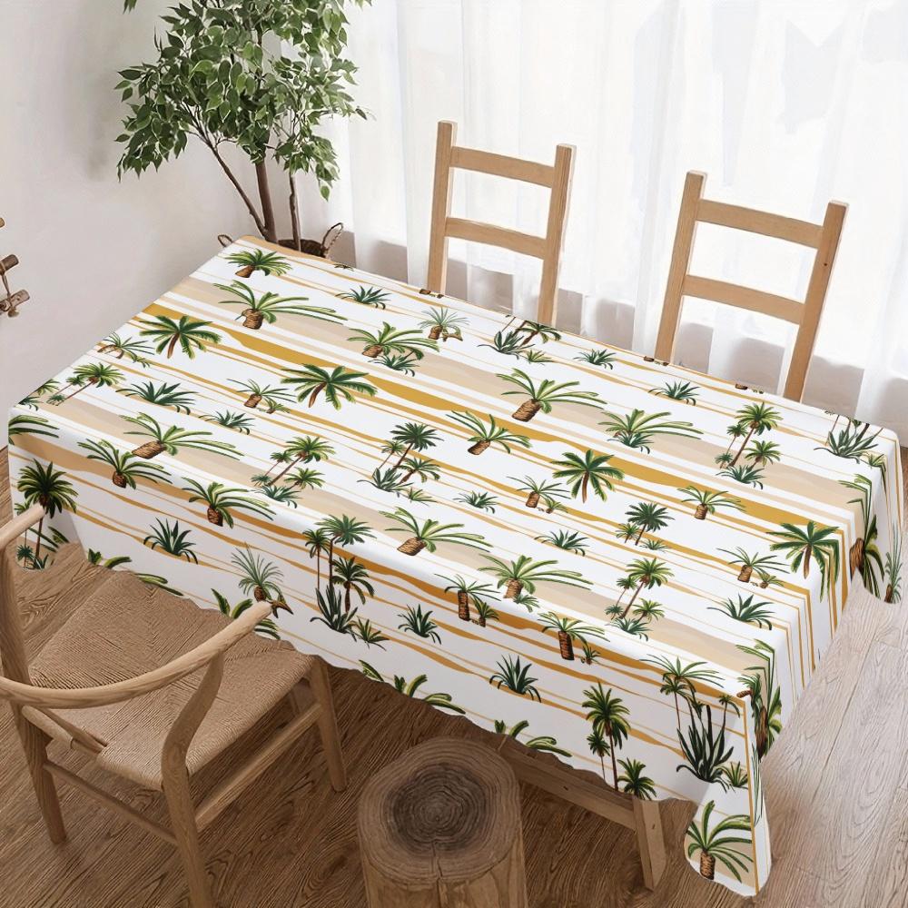 Tropische Palmboom Rechthoekige Tafelkleed voor Tafeldecoratie Keuken Eetkamer Waterdicht Herbruikbaar Tafelkleed voor Tafel Feest 140x140cm