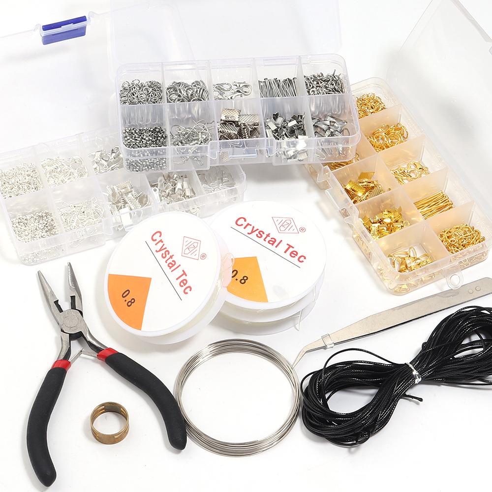 1Set Jewelry Making Kit Metal Lobster Clasp Open Jump Rings Earrings Hook Repair Tools Box For DIY Jewelry Making Accessories
