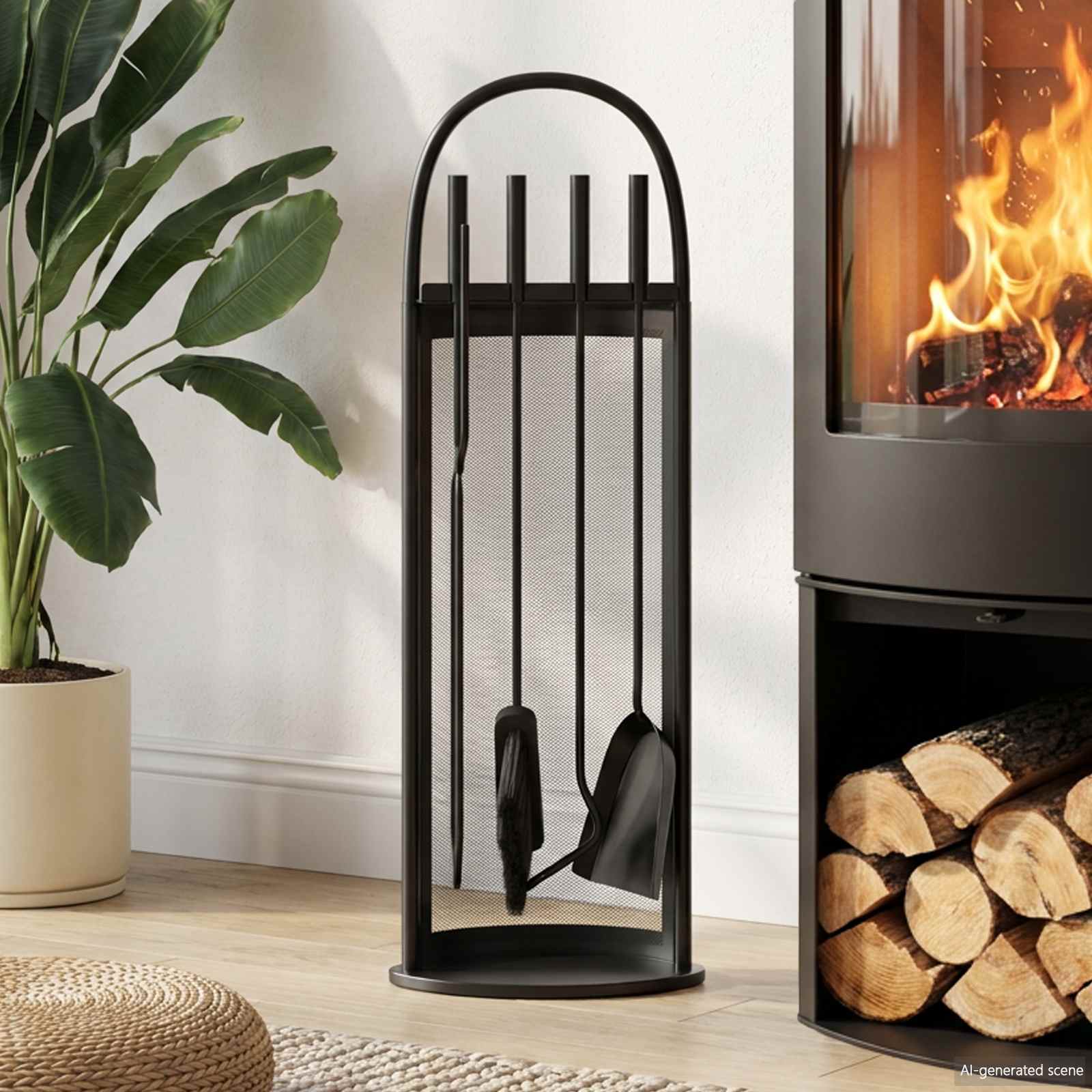 vidaXL 5-teiliges Kaminbesteck-Set 23 x 15 x 66 cm Stahl schwarz