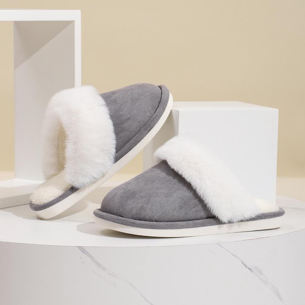 Men's and Women's Fluffy Winter Slippers: Non-slip, Warm, Soft Sole, Plus Velvet Cotton for Home