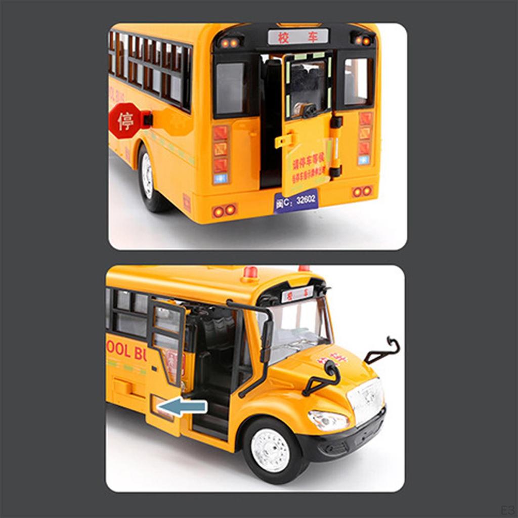 Bus, with Sounds and Lights Pull Back Door Toy Collectable Vehicles Key Bus for Boys