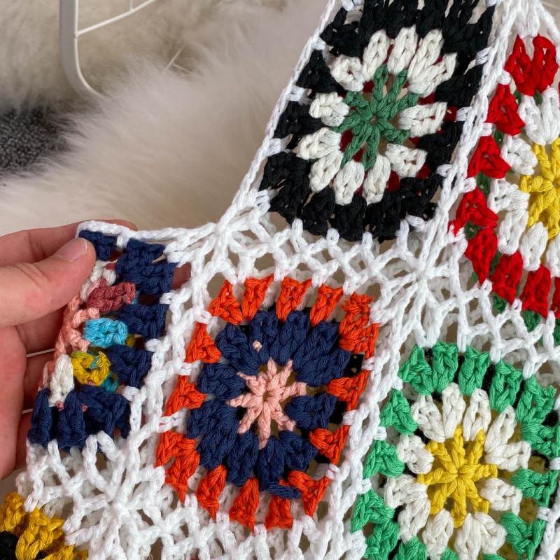 Damska letnia krótka sukienka z wiązaniem na szydełku z wydrążonym frędzlem, kamizelka, mała luźna sukienka z dzianiny